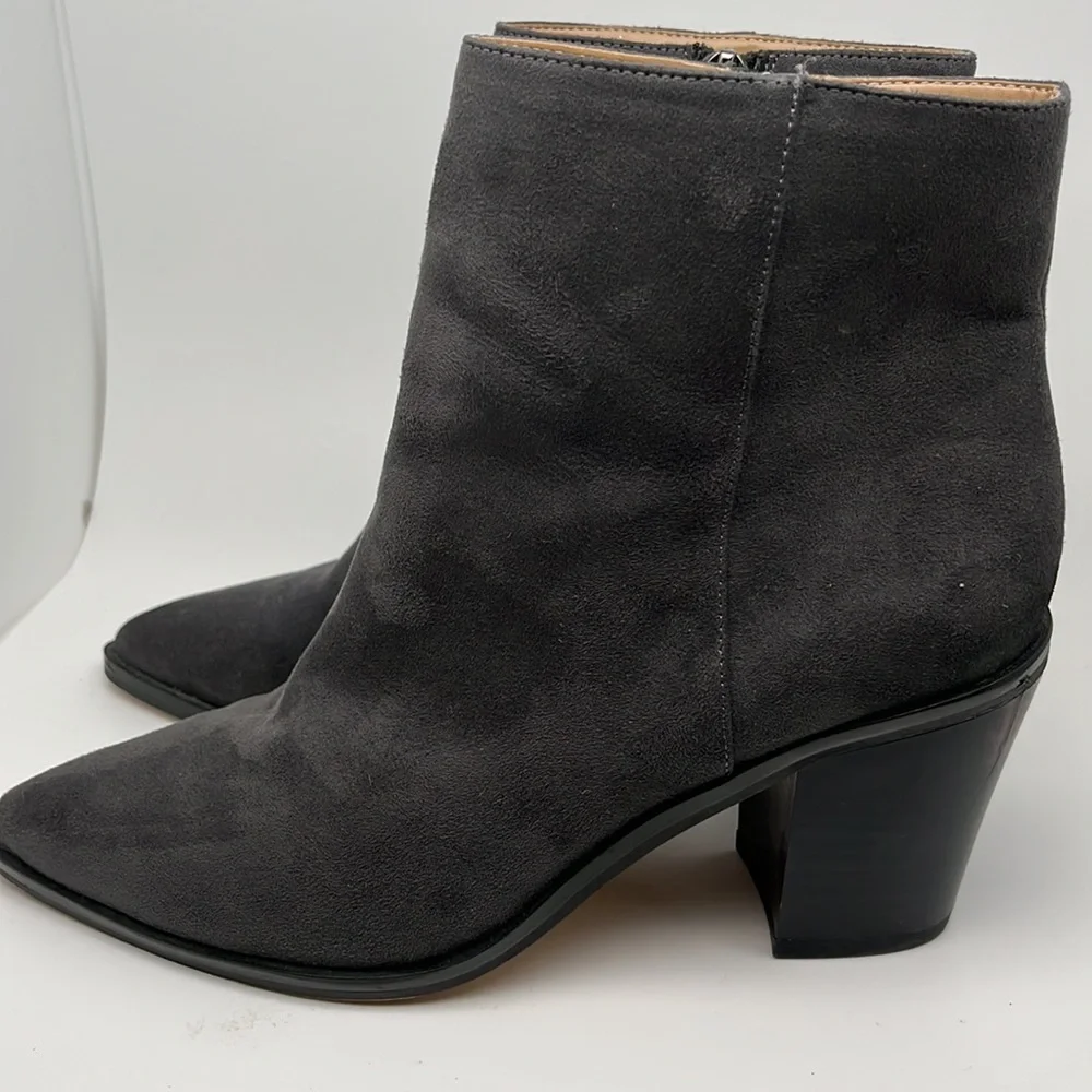 14th & Union Braxten‎ Gray Ankle Block Heel Pointed Boots Booties Size 7.5